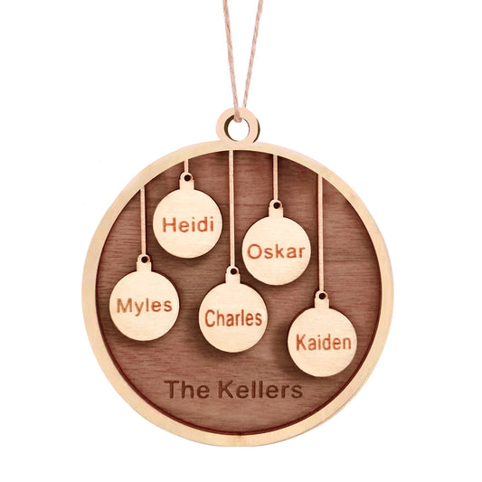 Personalized Custom Wooden Christmas Ornaments Gifts with Your Family Names, Wood Christmas Ornament Gifts for Mom Dad Grandma Grandpa - Personalized Wooden Christmas Ornaments Gifts