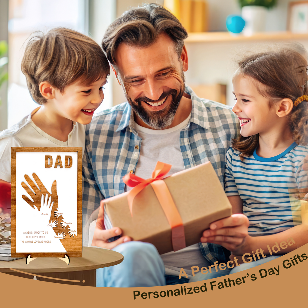 Personalized Wooden Hands Sign Plaque Gifts, Custom Father's Day, Christmas, Birthday Gifts