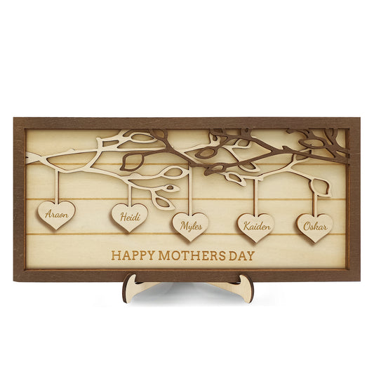 Personalisierte, hölzerne Weihnachtsbaumplakette mit den Namen Ihrer Kinder – ein Weihnachtsgeschenk für Mama oder Oma von Sohn, Tochter, Ehemann oder Enkelkind. 