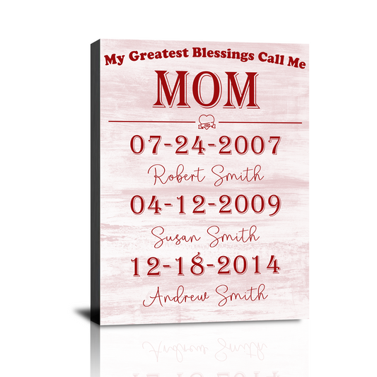 „Meine größten Segnungen nennen mich Mama“ – Leinwanddrucke: Personalisierte Muttertagsgeschenke, emotionale Wandbilder nach Maß für Mama und Oma, Muttertags-, Weihnachts- und Geburtstagsgeschenke für Mütter und Großmütter