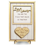 Personalized Wooden Heart Puzzle Plaque with Your Kid's Names, Custom Mother's Day, Father's Day, Christmas, Birthday Gifts
