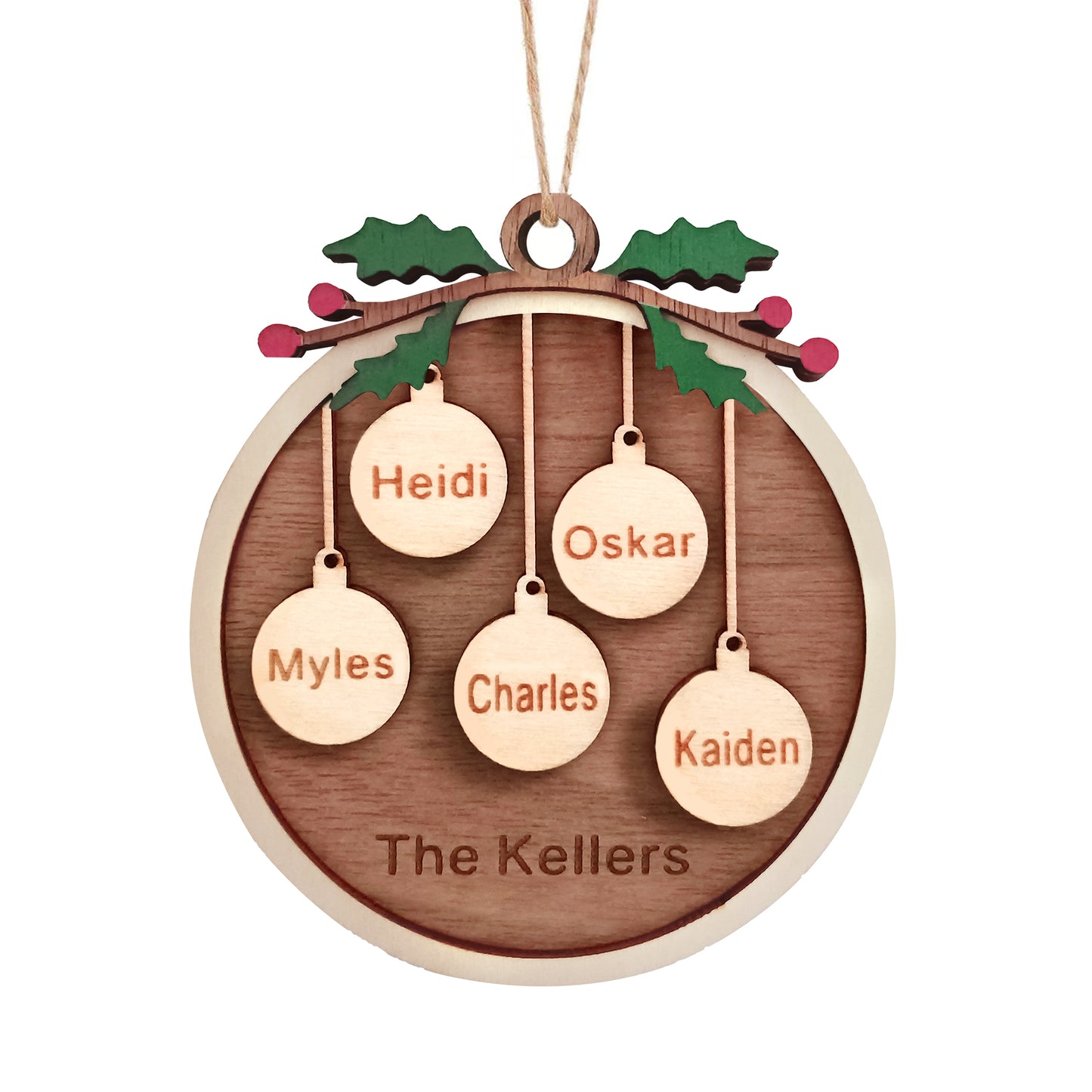 Personalized Custom Wooden Christmas Ornaments Gifts with Your Family Names, Wood Christmas Ornament Gifts for Mom Dad Grandma Grandpa - Personalized Wooden Christmas Ornaments Gifts