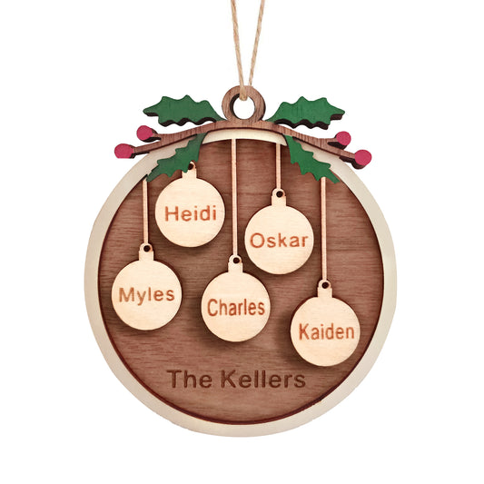 Personalized Custom Wooden Christmas Ornaments Gifts with Your Family Names, Wood Christmas Ornament Gifts for Mom Dad Grandma Grandpa - Personalized Wooden Christmas Ornaments Gifts
