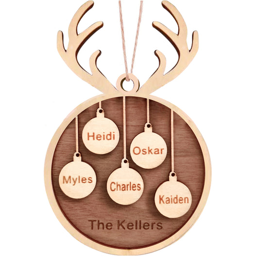 Personalized Custom Wooden Christmas Ornaments Gifts with Your Family Names, Wood Christmas Ornament Gifts for Mom Dad Grandma Grandpa - Personalized Wooden Christmas Ornaments Gifts