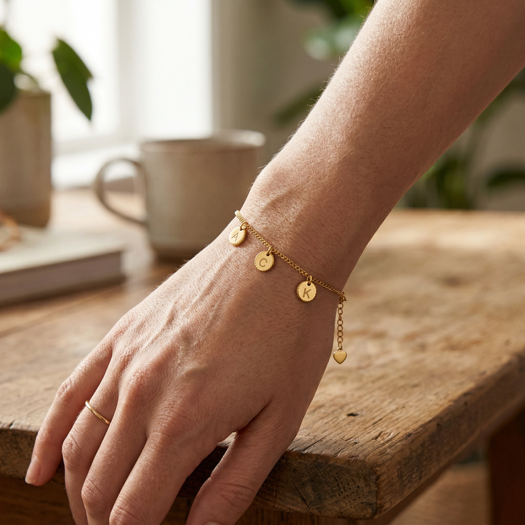 Bracelet personnalisé initiales maman plusieurs lettres, bracelet initiales enfants personnalisé, cadeau fête des mères, cadeau d'anniversaire, cadeau de Noël