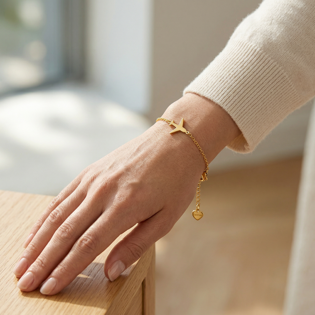 Personalized Women Bracelet with Airplane Charm, Custom Travel Jewelry for Her, Birthday Anniversary Mother's Day Valentine's Day Christmas Gift