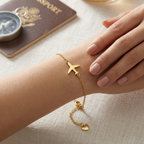 Personalized Women Bracelet with Airplane Charm, Custom Travel Jewelry for Her, Birthday Anniversary Mother's Day Valentine's Day Christmas Gift