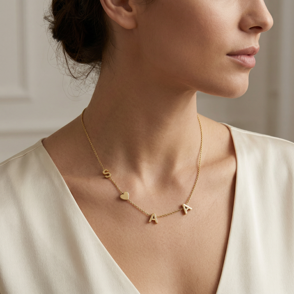 Collier Femme Personnalisé, Bijoux Initiale Personnalisables, Cadeau d'Anniversaire, Fête des Mères, Noël, Saint-Valentin, Anniversaire de Mariage