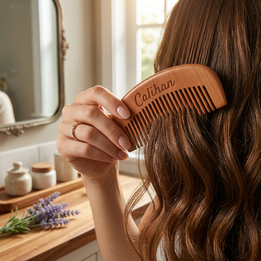 Custom Engraved Wooden Comb, Personalized Hair Comb Gift, Wedding Gift, Anniversary Gift, Handmade Wood Comb