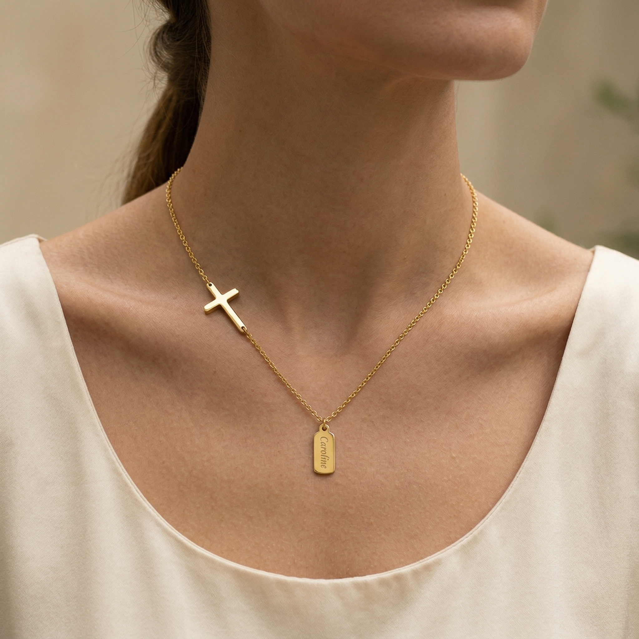 Personalized Women's Cross Necklace, Engraved Jewelry Gift for Mom, Grandma, Daughter, Birthday, Mother's Day, Valentine's Day, Christmas Gift