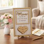Personalized Wooden Heart Puzzle Plaque with Your Kid's Names, Custom Mother's Day, Father's Day, Christmas, Birthday Gifts