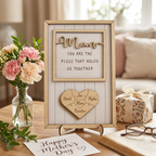 Personalized Wooden Heart Puzzle Plaque with Your Kid's Names, Custom Mother's Day, Father's Day, Christmas, Birthday Gifts