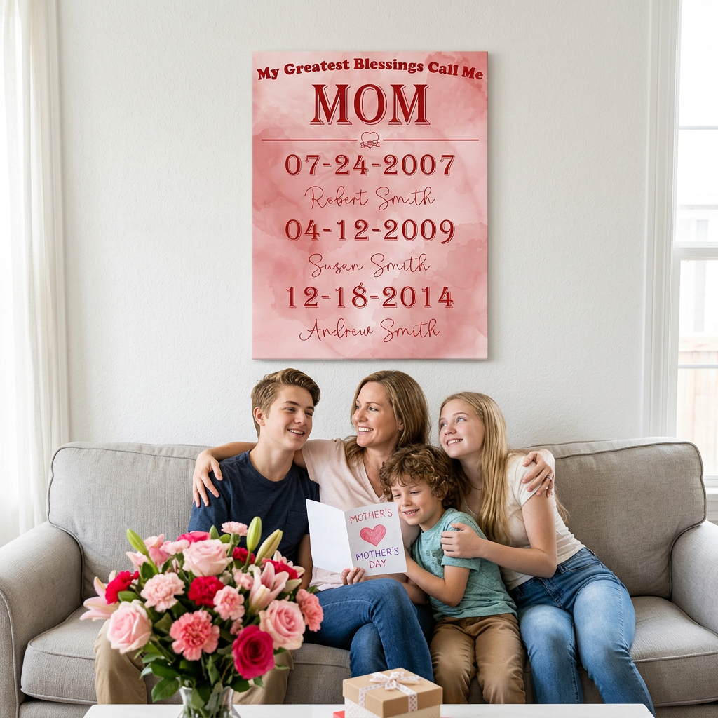 Custom Mom Canvas Prints, Personalized Mother’s Day Gifts, Custom Wall Art Gift, Mother's Day Christmas Birthday Gift