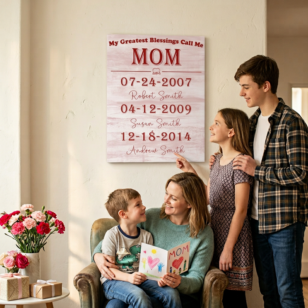 Custom Mom Canvas Prints, Personalized Mother’s Day Gifts, Custom Wall Art Gift, Mother's Day Christmas Birthday Gift