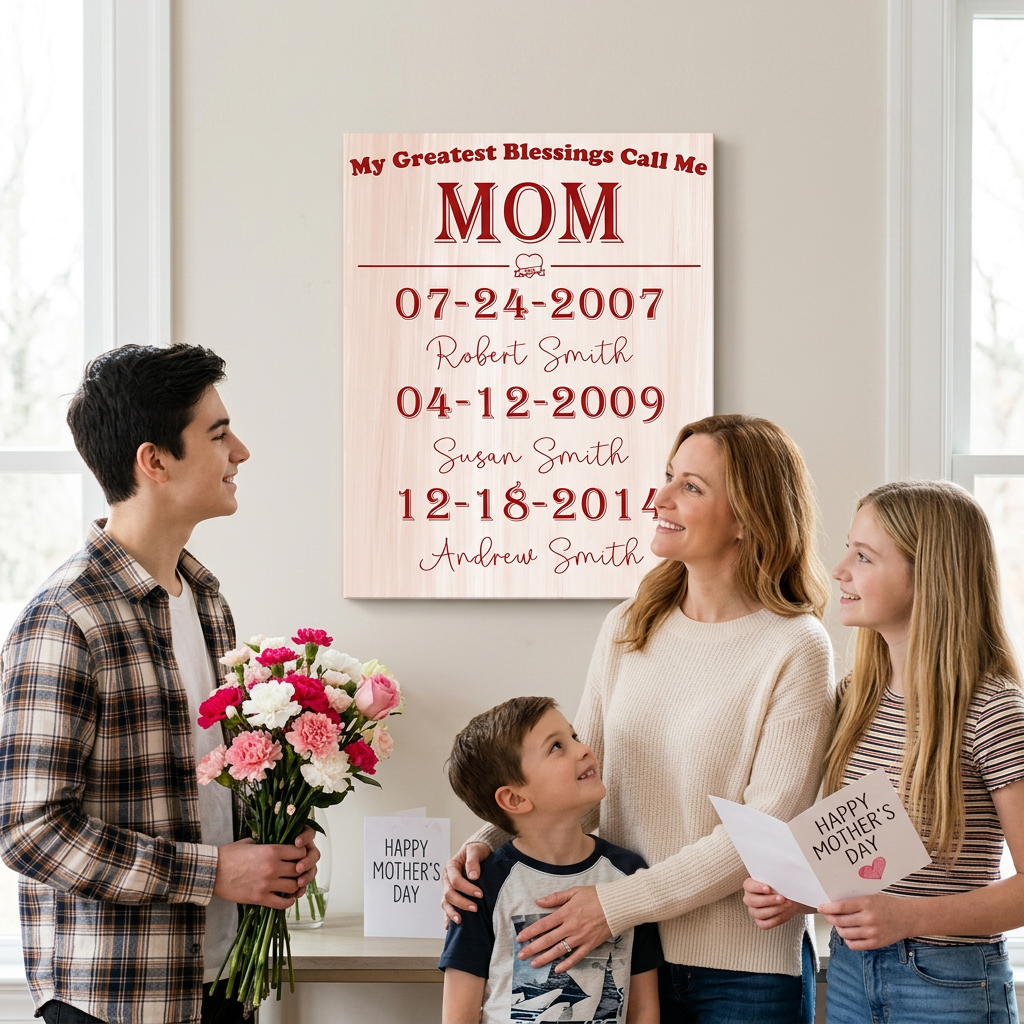 Custom Mom Canvas Prints, Personalized Mother’s Day Gifts, Custom Wall Art Gift, Mother's Day Christmas Birthday Gift