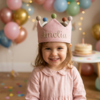 Custom Linen Birthday Crown with Name, Handmade First Birthday Party Hat, Birthday Crown for Boy Girl, Toddler Birthday Name Hat, Personalized Baby Birthday Crown Gifts