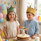 Custom Linen Birthday Crown with Name, Handmade First Birthday Party Hat, Birthday Crown for Boy Girl, Toddler Birthday Name Hat, Personalized Baby Birthday Crown Gifts