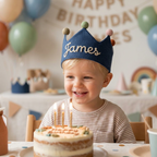 Custom Linen Birthday Crown with Name, Handmade First Birthday Party Hat, Birthday Crown for Boy Girl, Toddler Birthday Name Hat, Personalized Baby Birthday Crown Gifts