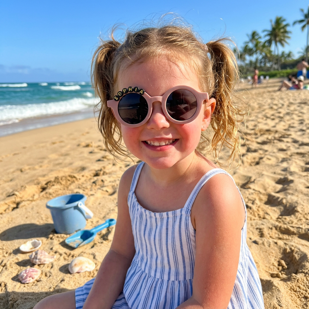 Personalized Sunglasses with Kid‘s Name, Custom Kids Sunglasses, Cute Toddler Sunglasses, Summer Beach Sunglasses for Boys Girls, Kids Birthday Party Favor, Pool Party Sunglasses