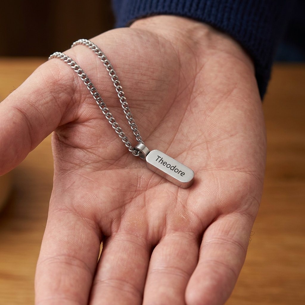 Custom Men's Necklace with Text, Custom Engraved Necklace, Birthday, Father’s Day, Anniversary, Valentine’s Day, Christmas Gifts