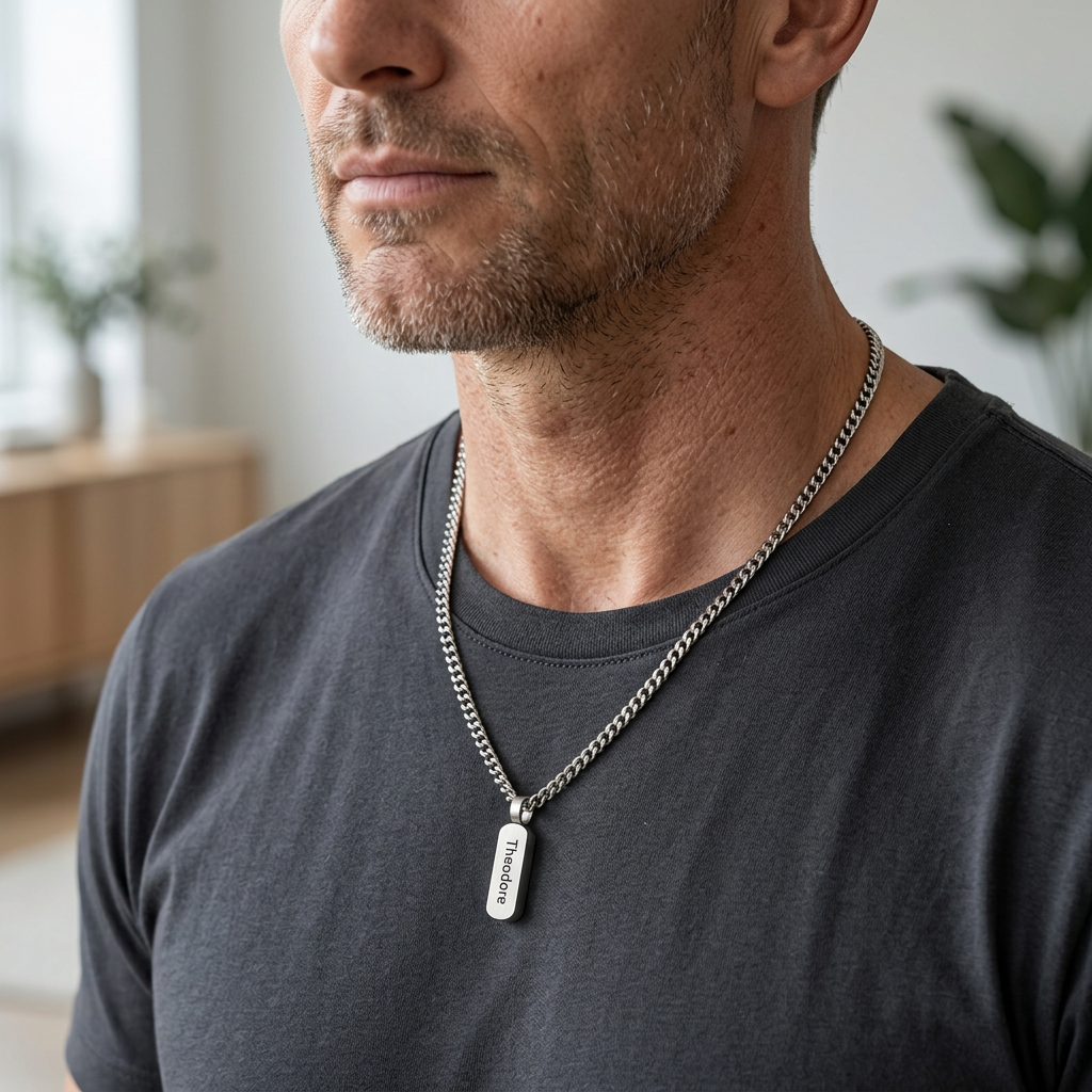 Custom Men's Necklace with Text, Custom Engraved Necklace, Birthday, Father’s Day, Anniversary, Valentine’s Day, Christmas Gifts