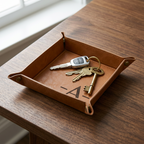 Custom Engraved Leather Valet Tray, Watch, Wallet, Key, Nightstand & Desk Organizer, Personalized Birthday, Father’s Day, Christmas Gifts