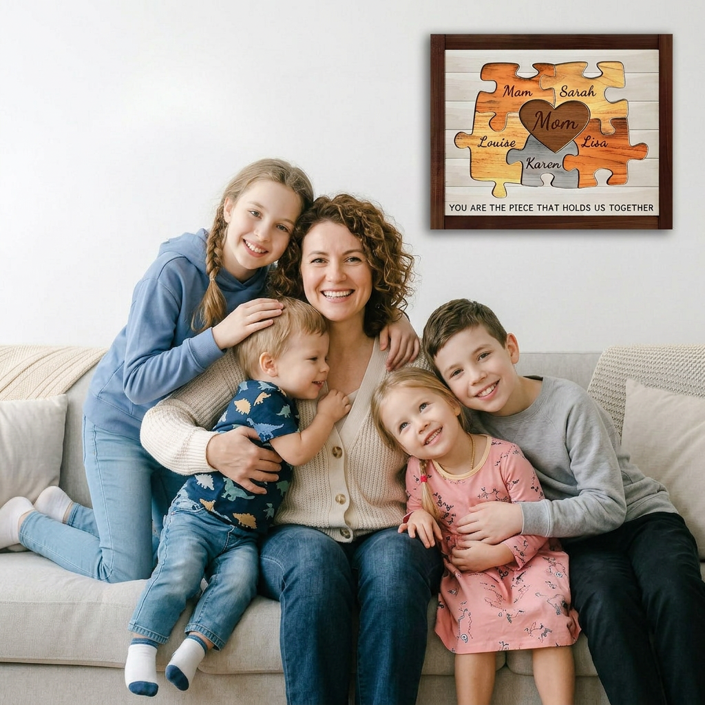 Mom You Are the Piece That Holds Us Together Prints, Personalized Mother’s Day, Birthday, Christmas Gift