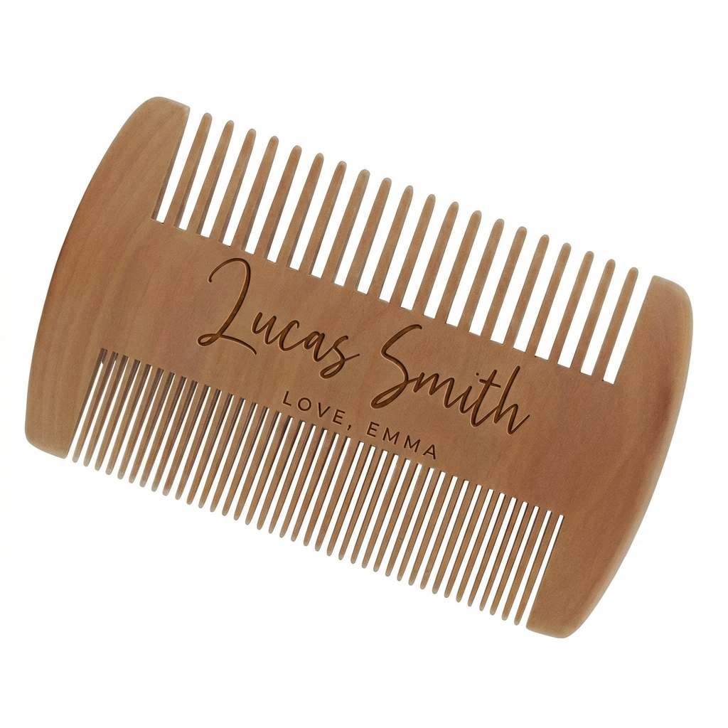 Personalized Men's Wooden Beard Comb, Custom Engraved Beard Comb, Handmade Mustache Comb, Father's Day, Birthday, Christmas, Husband Gift