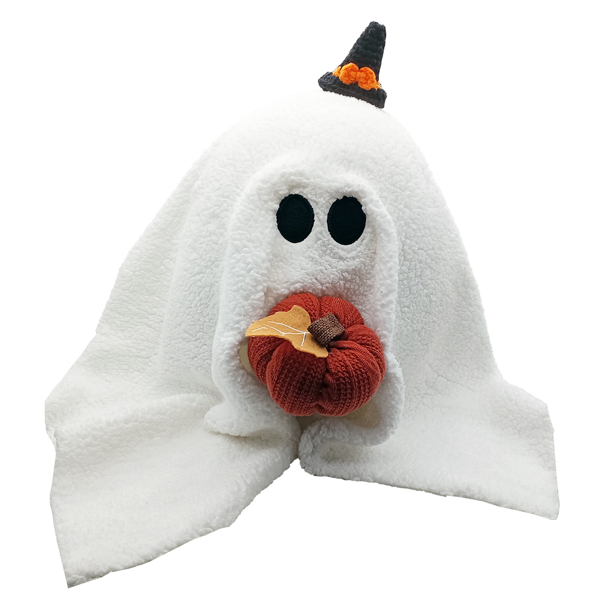 Custom Halloween Ghost Pumpkin Pillow, Personalized Gus The Ghost Knit Plush Pumpkin Pillow for Cute Halloween Decorations