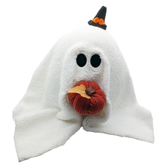Custom Halloween Ghost Pillow with Pumpkin – Personalized Gus The Ghost Knit Plush Pumpkin Pillow for Cute Halloween Decorations, Cozy Fall Home Decor for Living Room, Bedroom, Couch