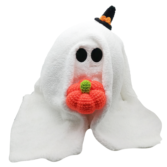 Personalized Custom Halloween Ghost Pillow with Pumpkin, Gus The Ghost Halloween Knit Plush Pumpkin Pillow for Halloween Decorations