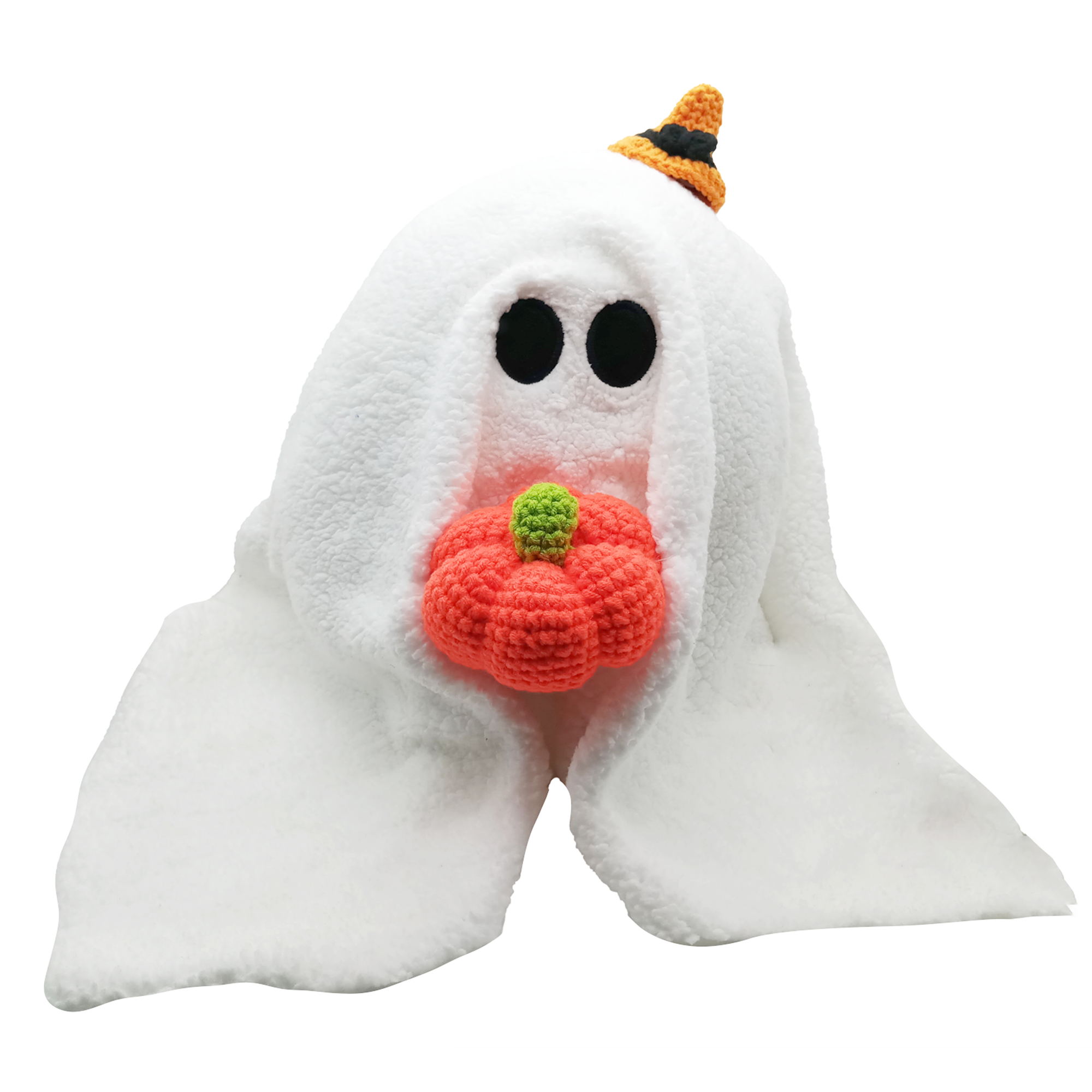 Personalized Halloween Ghost Pumpkin Pillow, Gus The Ghost Knit Plush Custom Pumpkin Pillow for Halloween Home Decor