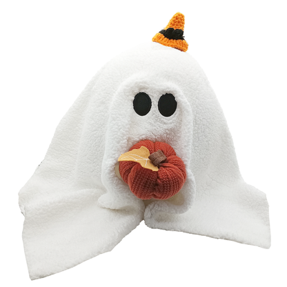 Personalisiertes Halloween-Geisterkissen mit Kürbis, Gus der Geist, gestricktes Plüsch-Kürbiskissen für Halloween-Dekorationen