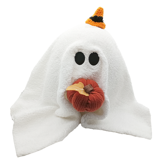 Gus The Ghost Personalized Halloween Pillow with Pumpkin – Custom Knit Plush Ghost Pumpkin Pillow for Halloween Home Decorations, Cute Fall Decor for Living Room, Bedroom, Couch, Seasonal Halloween Gifts