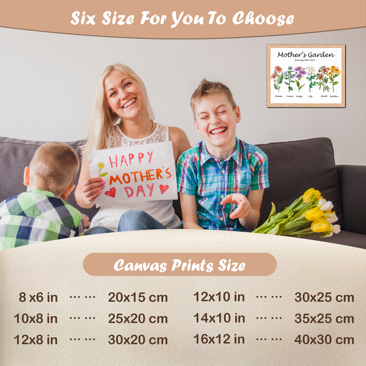 Custom Mother's Garden for Mother's Day Birthday Christmas Gifts for Mom Mama Grandma Wife from Son Daughter Husband Grandkids