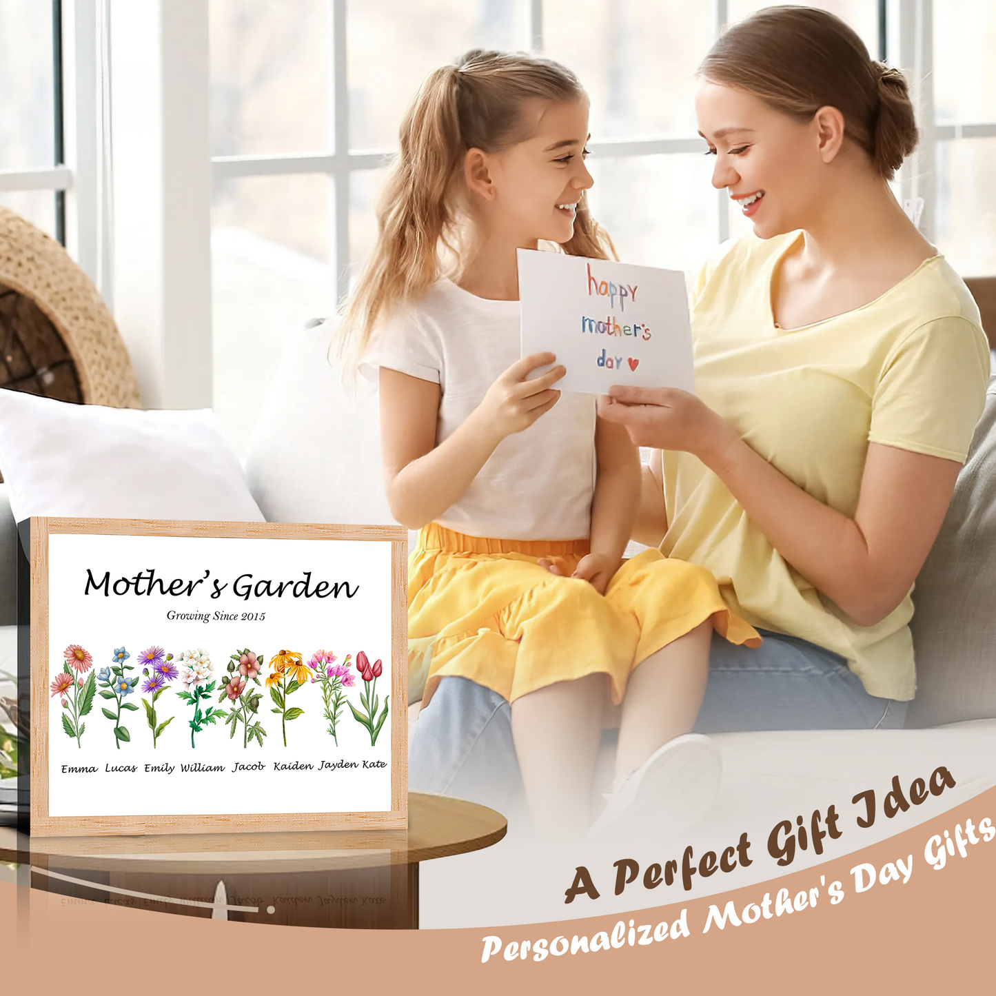 Custom Mother's Garden for Mother's Day Birthday Christmas Gifts for Mom Mama Grandma Wife from Son Daughter Husband Grandkids