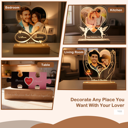 Personalisierte Foto-Nachtlichtplakette – Individuell gestalteter Bilderrahmen mit Beleuchtung als Geschenk zum Geburtstag, Jahrestag, Valentinstag, Muttertag, Vatertag, Weihnachten und Thanksgiving