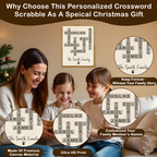 Individuell gestaltete Weihnachtskreuzworträtsel-Leinwand mit Familiennamen – Personalisierte Scrabble-Wandkunst für Familie, Eltern, Großeltern, Mama, Papa, Oma, Opa, junge Familie, Großfamilie