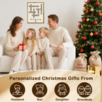 Individuell gestaltete Weihnachtskreuzworträtsel-Leinwand mit Familiennamen – Personalisierte Scrabble-Wandkunst für Familie, Eltern, Großeltern, Mama, Papa, Oma, Opa, junge Familie, Großfamilie