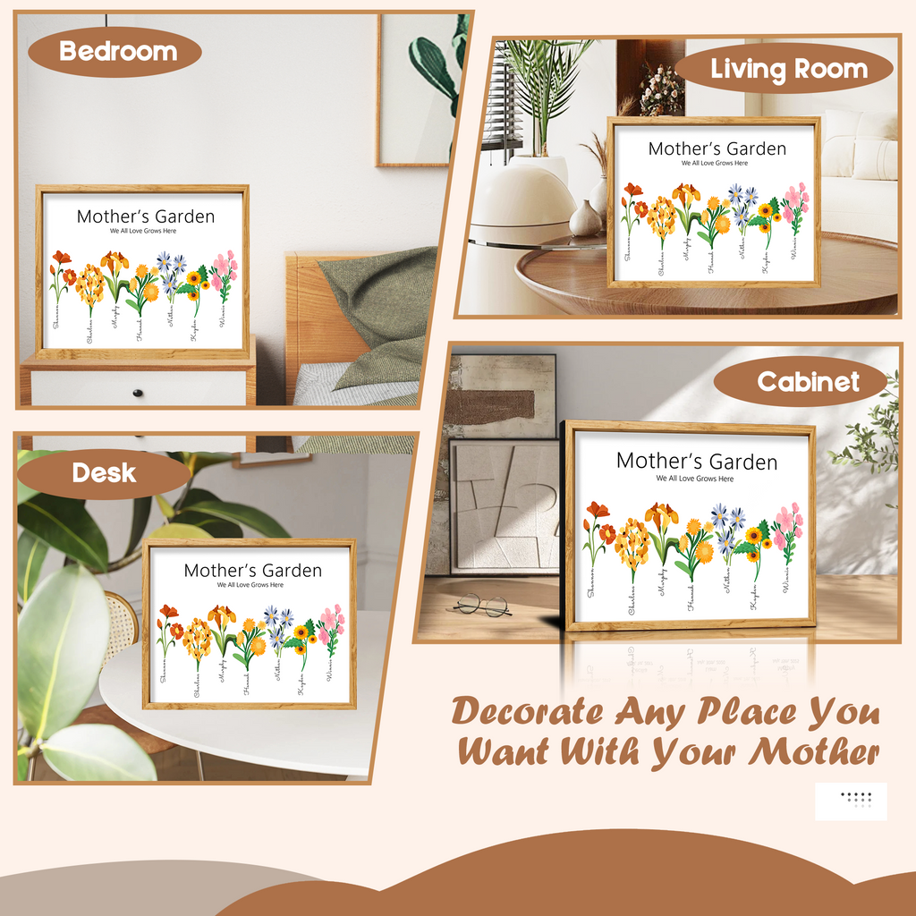 Custom Mother’s Garden Canvas Prints, Personalized Birth Month Flowers Gifts, Birthday, Mother’s Day, Christmas Gift