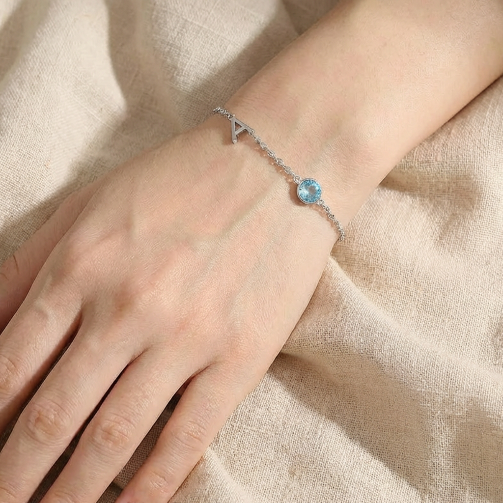 Personalisiertes Geburtssteinarmband für Ehefrau, Freundin, Mutter oder Oma – Individuell gravierte Geburtssteinarmbänder mit Anfangsbuchstaben, perfekte personalisierte Geschenke zum Geburtstag, Jahrestag, Valentinstag, Muttertag und Weihnachten