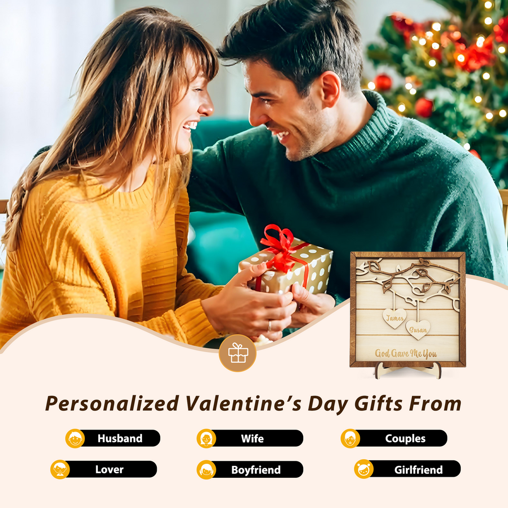 Custom Wooden Love Plaque with Couple Names, Christmas, Perfect Valentine’s Day, Engagement, Wedding, Anniversary, Birthday Gifts for Him Her Wife Husband Boyfriend Girlfriend Couples
