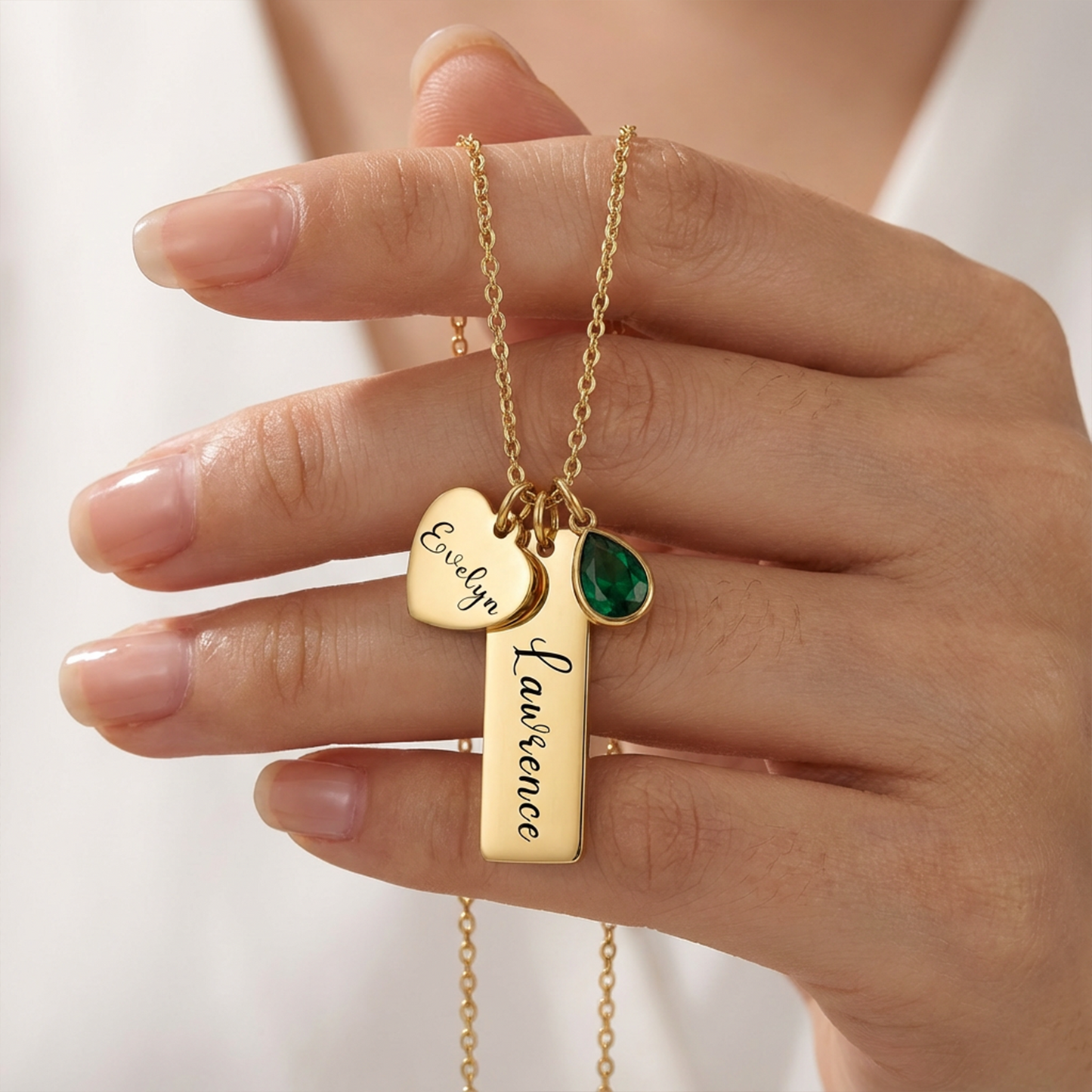 Custom Couples Birthstone Necklace – Personalized Engraved Name Necklace for Him & Her, Unique Anniversary, Birthday, Valentine’s Day, Wedding Gift Ideas, Perfect Personalized Gifts for Boyfriend, Girlfriend, Husband, Wife