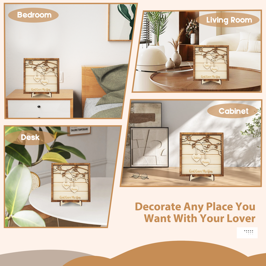 Custom Wooden Love Plaque with Couple Names, Christmas, Perfect Valentine’s Day, Engagement, Wedding, Anniversary, Birthday Gifts for Him Her Wife Husband Boyfriend Girlfriend Couples