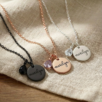 Custom Birthstone Necklace for Women – Personalized Birthstone Necklace with Name, Initials, or Date Engraving, Perfect Personalized Gifts for Birthday, Anniversary, Valentine's Day, Mother's Day, Christmas, Mother, Grandma, Wife, Girlfriend