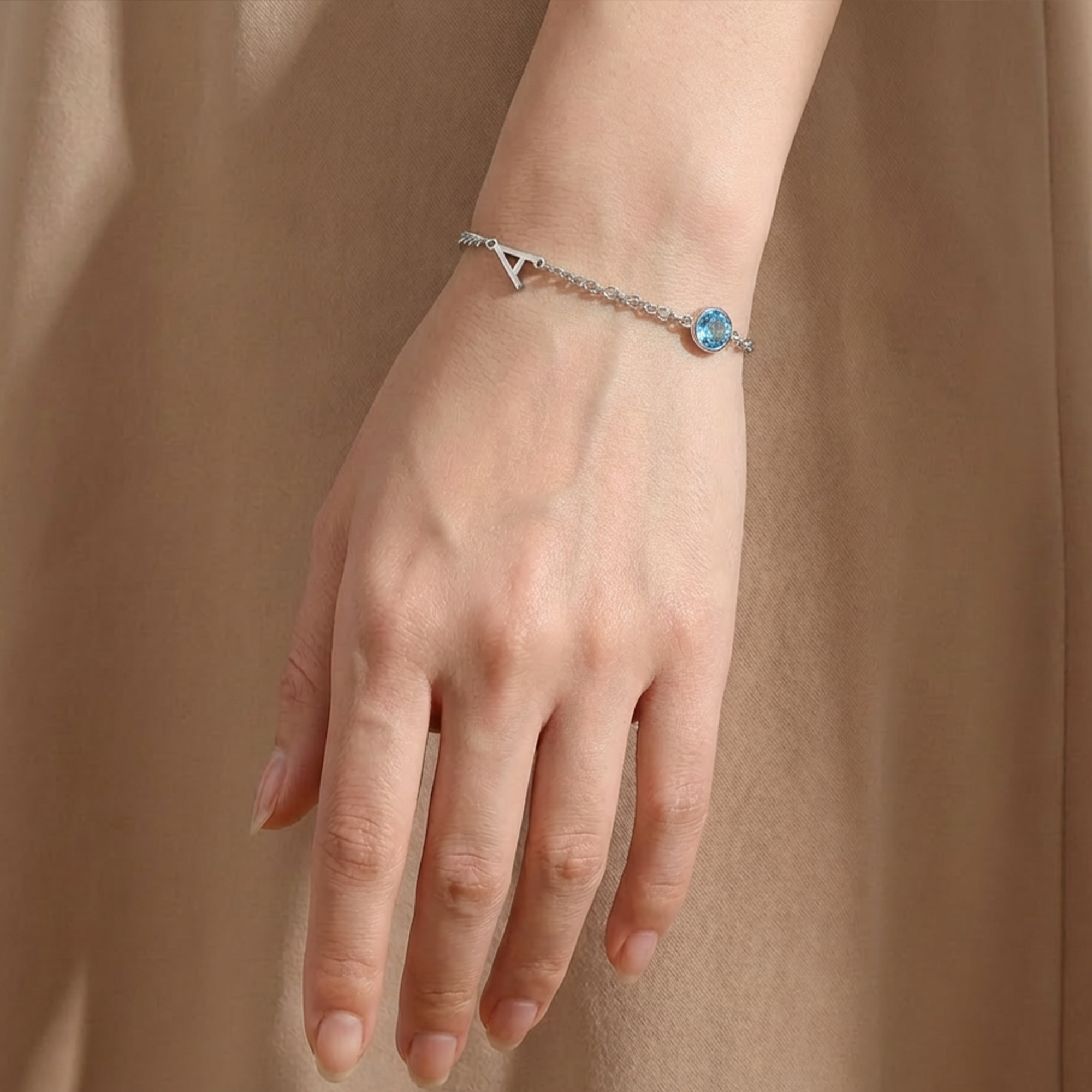 Custom Birthstone Engraved Bracelets with Initial Name, Perfect Personalized Gifts for Birthday, Anniversary, Valentine's Day, Mother’s Day, Christmas for Her Wife Girlfriend Mom Grandma