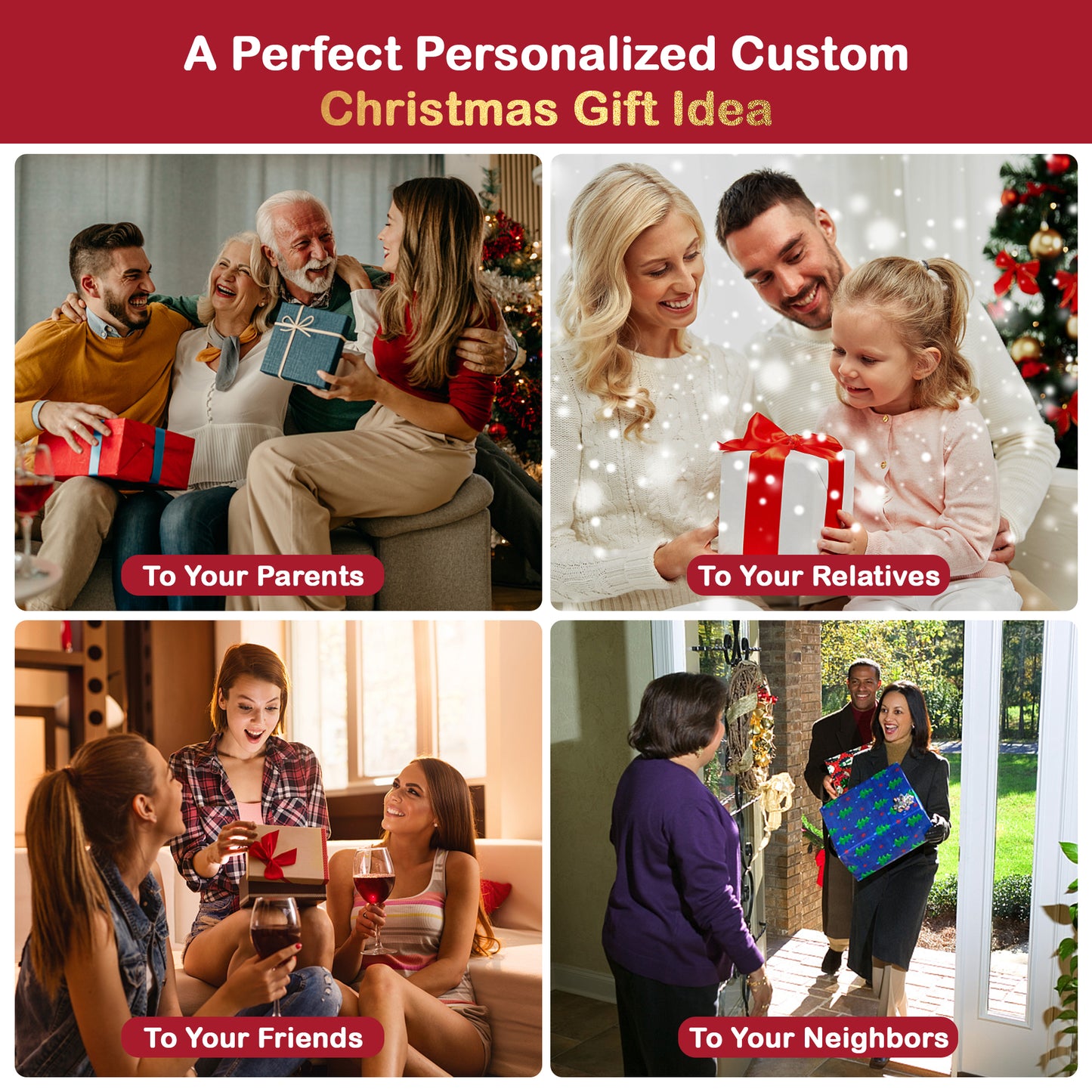 Personalized Custom Wooden Christmas Ornaments Gifts with Your Family Names for Christmas Tree Wooden Hanging Decorations - Personalized Wooden Christmas Ornaments Gift