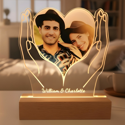 Personalisierte Foto-Nachtlichtplakette – Individuell gestalteter Bilderrahmen mit Beleuchtung als Geschenk zum Geburtstag, Jahrestag, Valentinstag, Muttertag, Vatertag, Weihnachten, Thanksgiving und zur Hochzeit