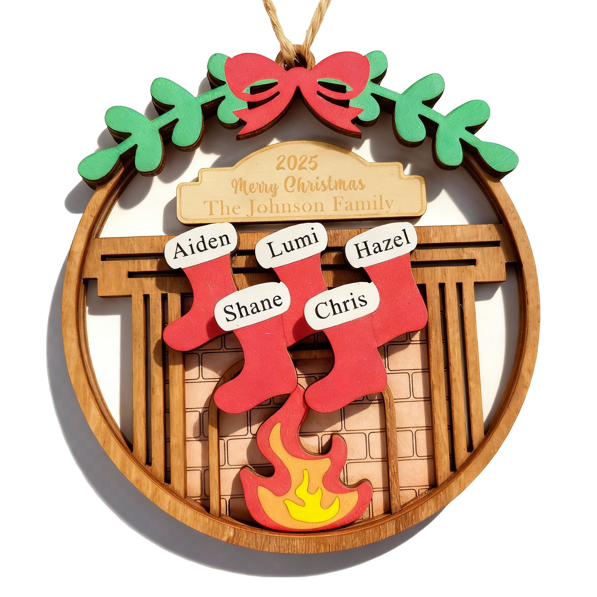 Personalized Wood Christmas Stocking Ornaments Gifts, Custom Christmas Wooden Ornament Gift