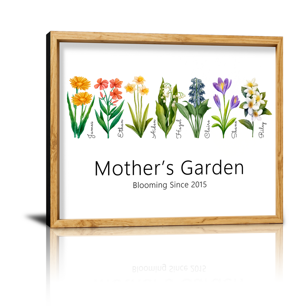 Personalized Mother’s Garden Canvas Print, Custom Mom’s Garden Wall Art, Mother's Day, Christmas, Birthday Gift